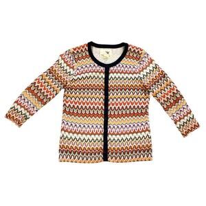 Anthropologie Tabitha Women’s Cardigan Sz M Chevron 100% Cotton Color